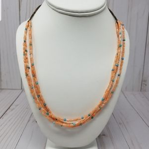 Coral and Turquoise Multi Layered Necklace